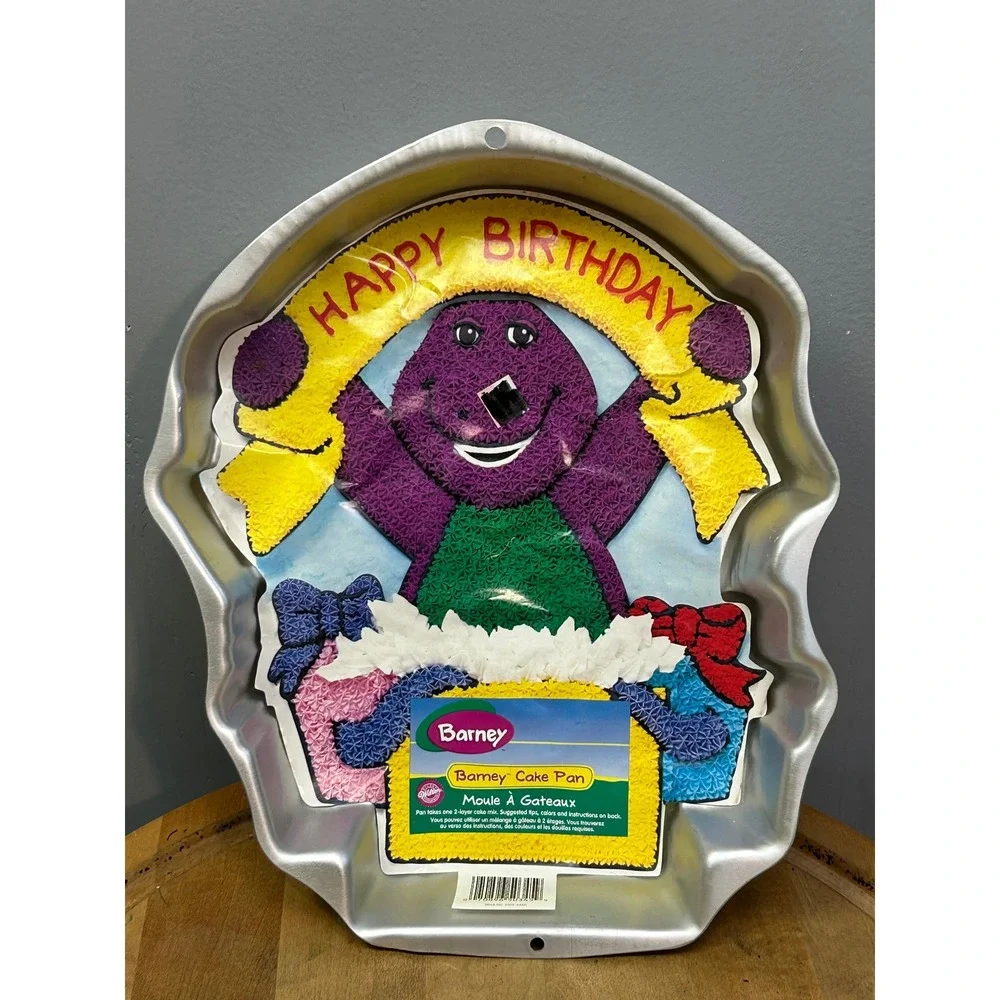 Wilton Cake Pan Unisex OS Silver Barney Happy Birthday 2105-3450 Vintage 1998